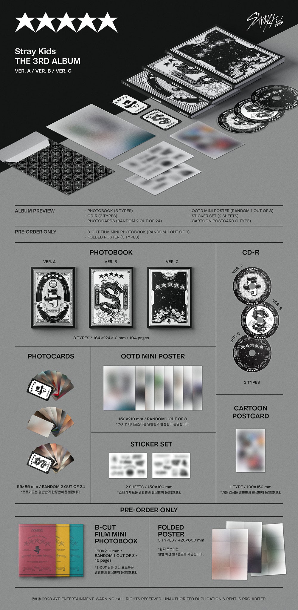 STRAY KIDS - 3rd ALBUM [★★★★★ (5-STAR)](A ver./B ver./C ver.) random