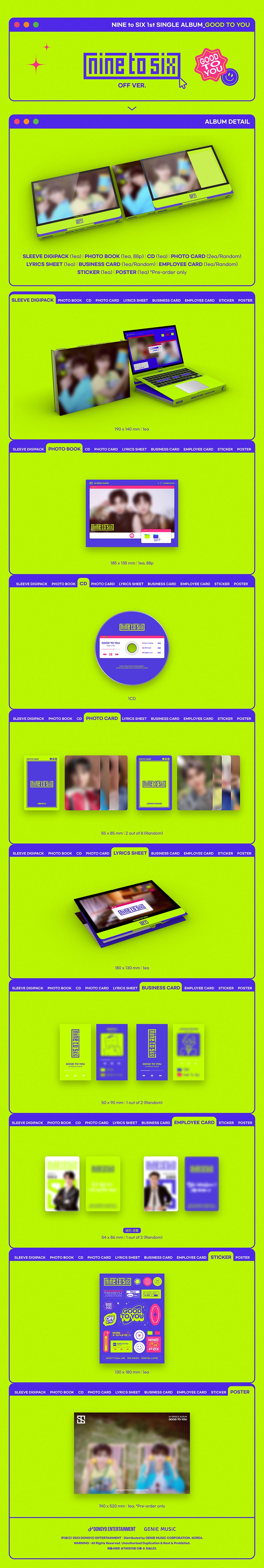 🚗NINE to SIX - 1ST SINGLE ALBUM [GOOD TO YOU]random