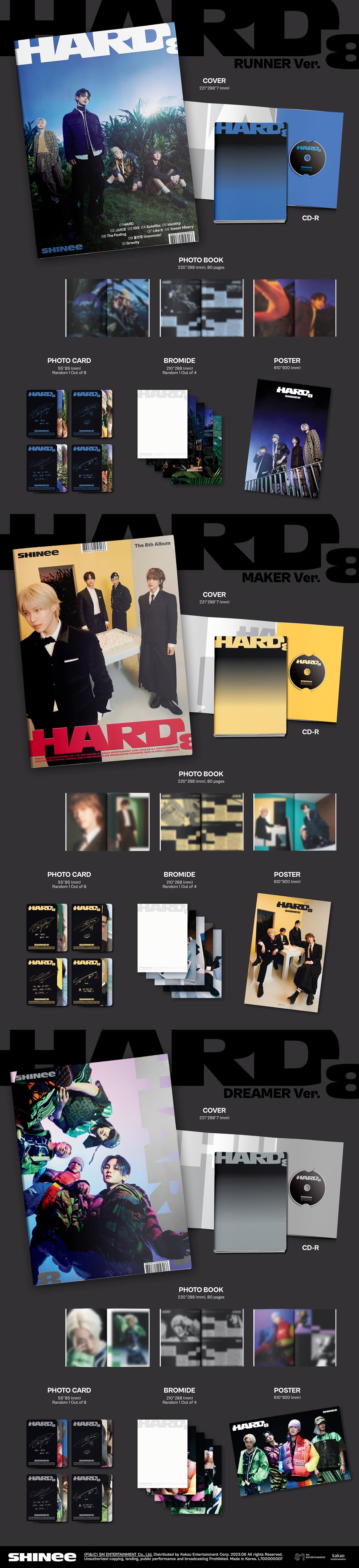🚗SHINee - 8TH FULL ALBUM [HARD] (Photo Book Ver.)random