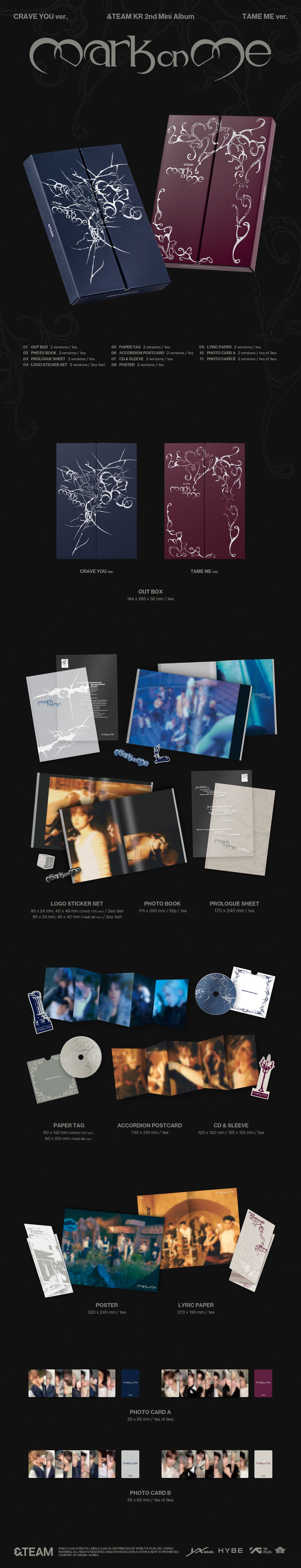 &TEAM - KR 2nd Mini Album[Mark on Me](CRAVE YOU ver. / TAME ME ver.)random