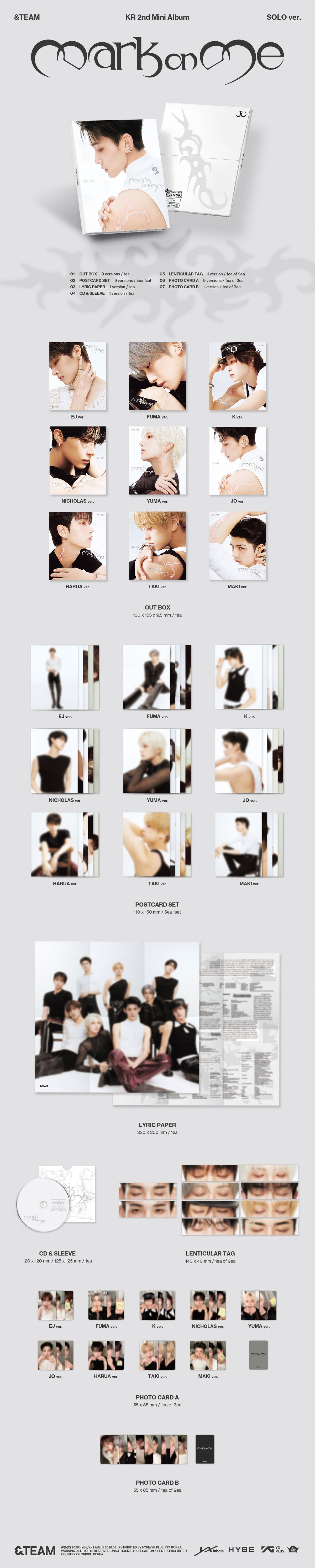 ⚠️&TEAM - KR 2nd Mini Album[Mark on Me](SOLO ver.)