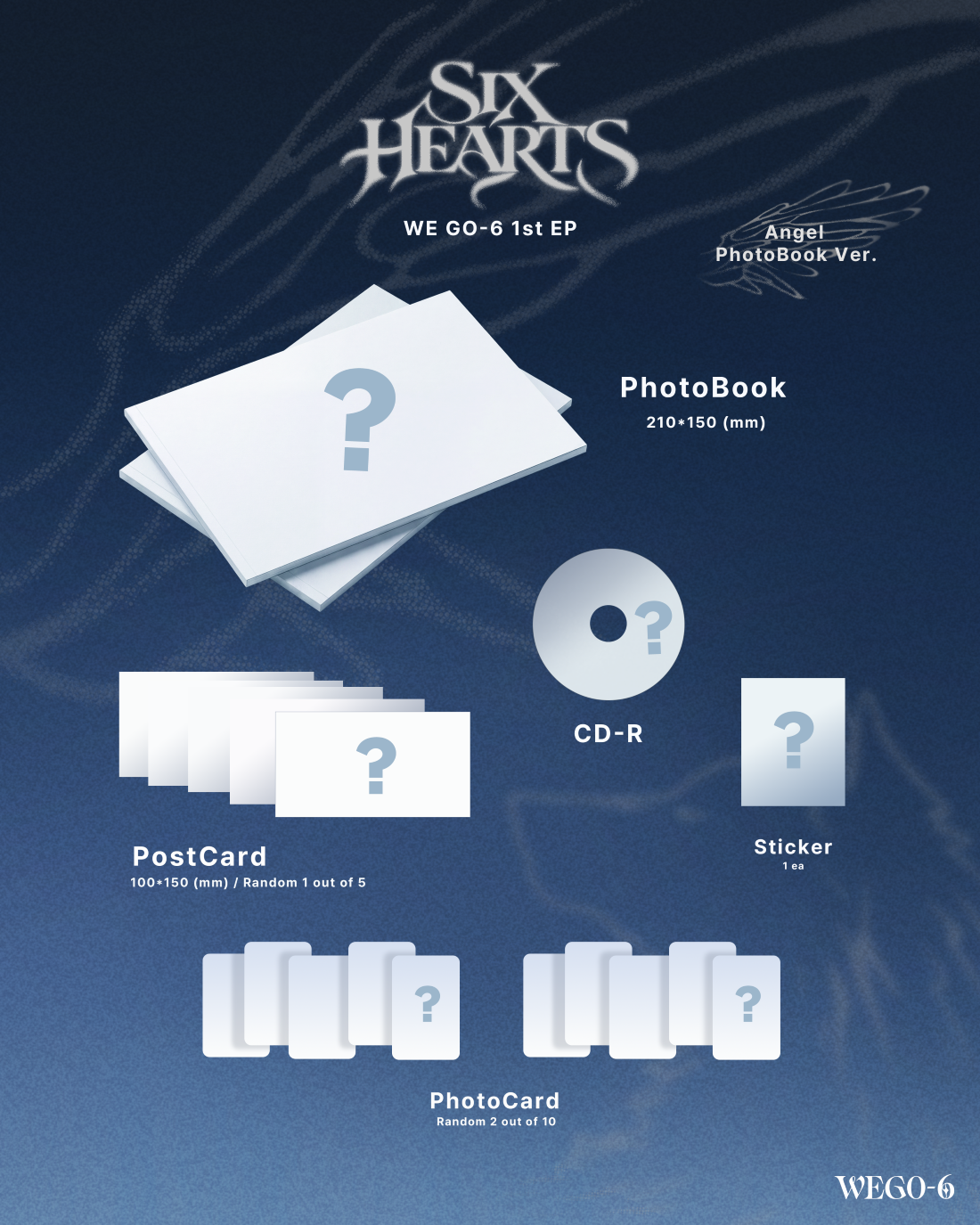 ⏰WE GO-6 - 1st Mini Album [SIX HEARTS] (Angel PhotoBook Ver.)