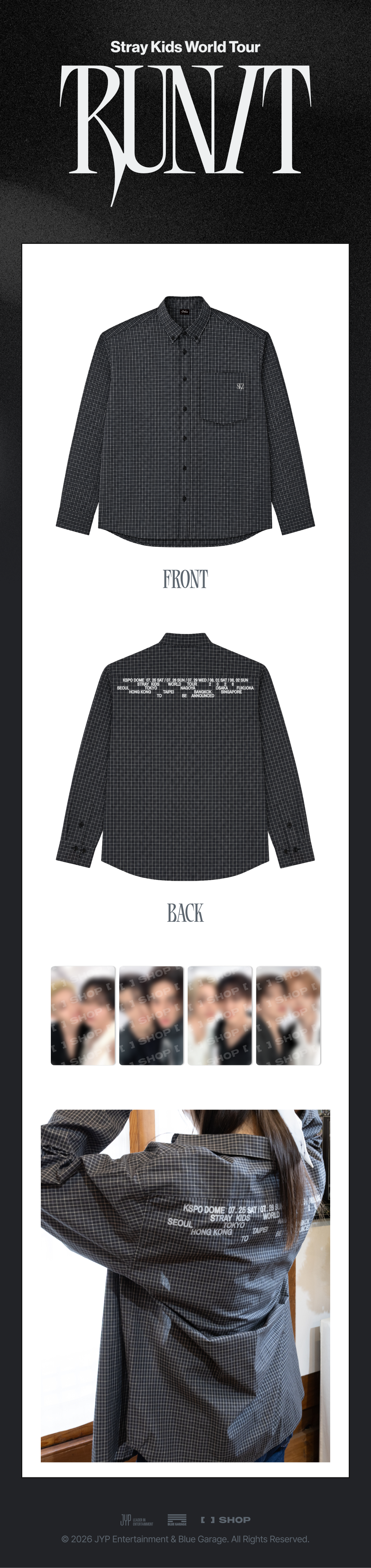 ⏰Stray Kids - 2026 World Tour [RUN IT] MD - CHECK SHIRT