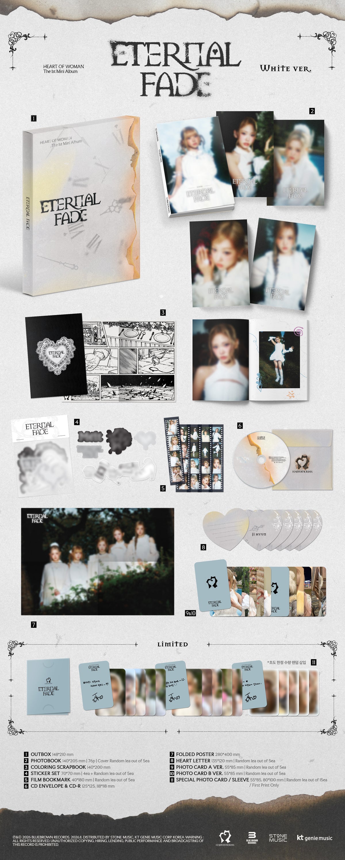 ⏰HEART OF WOMAN - 1st Mini Album [ETERNAL FADE] (White Ver.)
