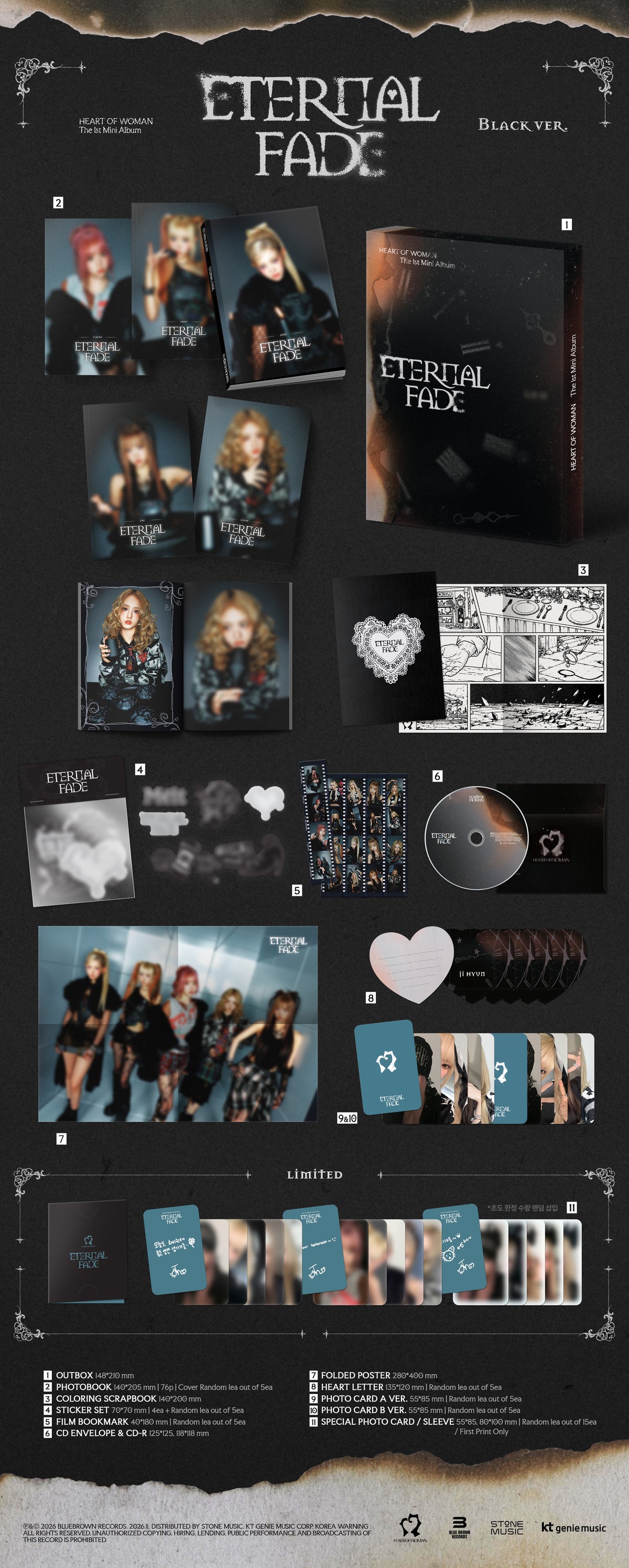 ⏰HEART OF WOMAN - 1st Mini Album [ETERNAL FADE] (Black Ver.)