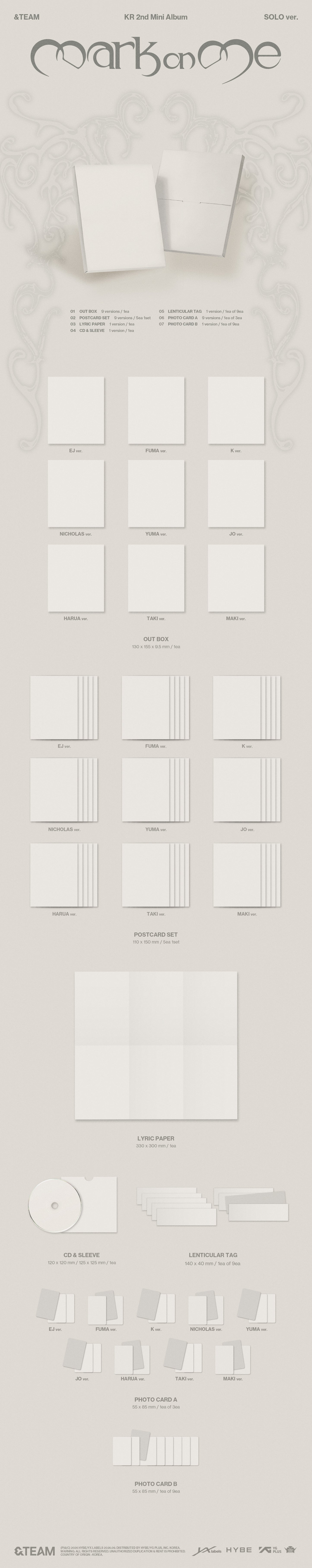 ⏰&TEAM - KR 2nd Mini Album[Mark on Me](SOLO ver.)