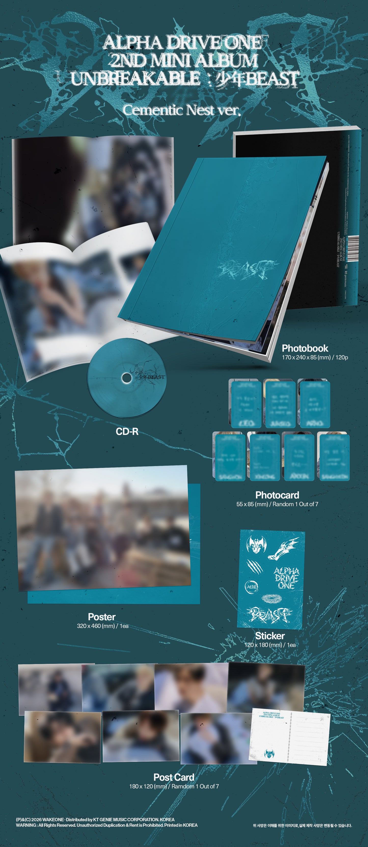 ⏰ ALPHA DRIVE ONE - 2nd Mini Album [UNBREAKABLE : 少年BEAST] (Cementic Nest ver.)