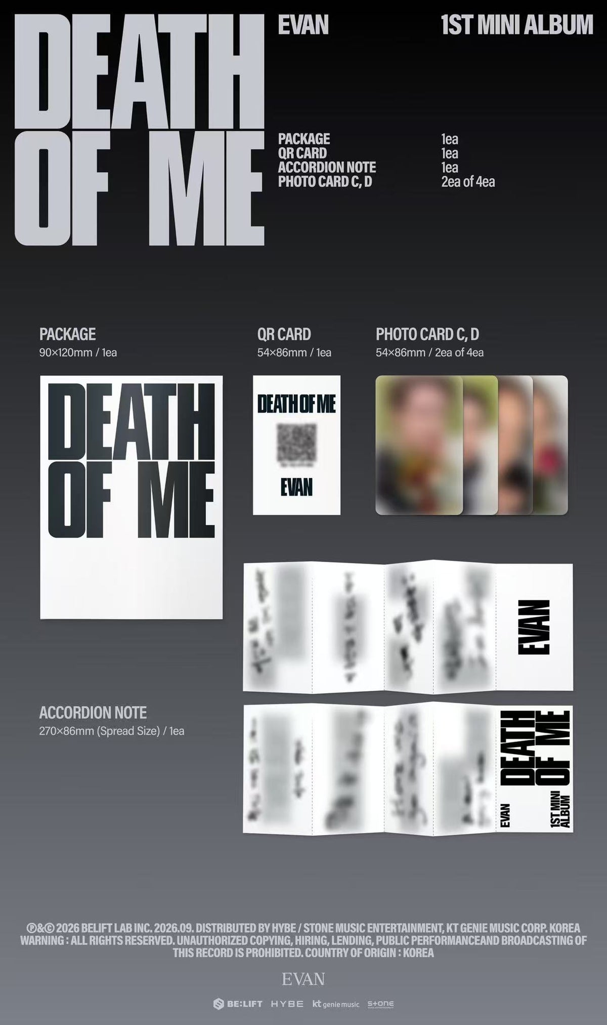 🚗EVAN - 1ST MINI ALBUM [DEATH OF ME] (Weverse Albums ver.)