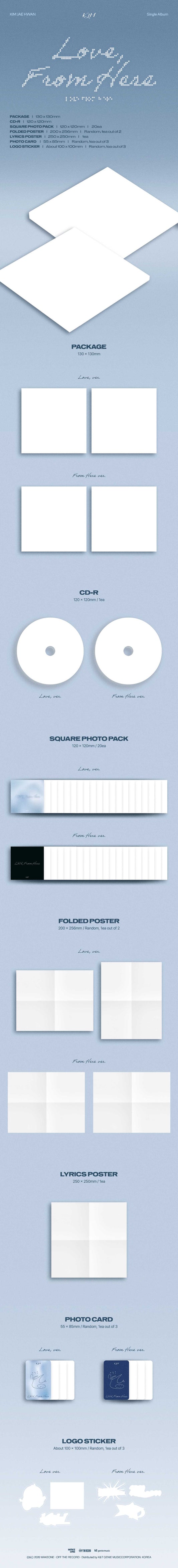 ⏰ KIM JAE HWAN - Single Album [Love, From Here] (Love, Ver. / From Here Ver.)