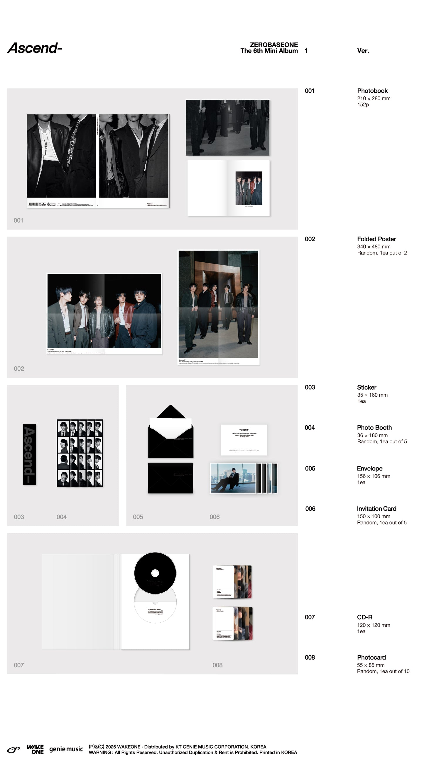 ZEROBASEONE - The 6th Mini Album [Ascend-] ((1 Ver/10 Ver.)random
