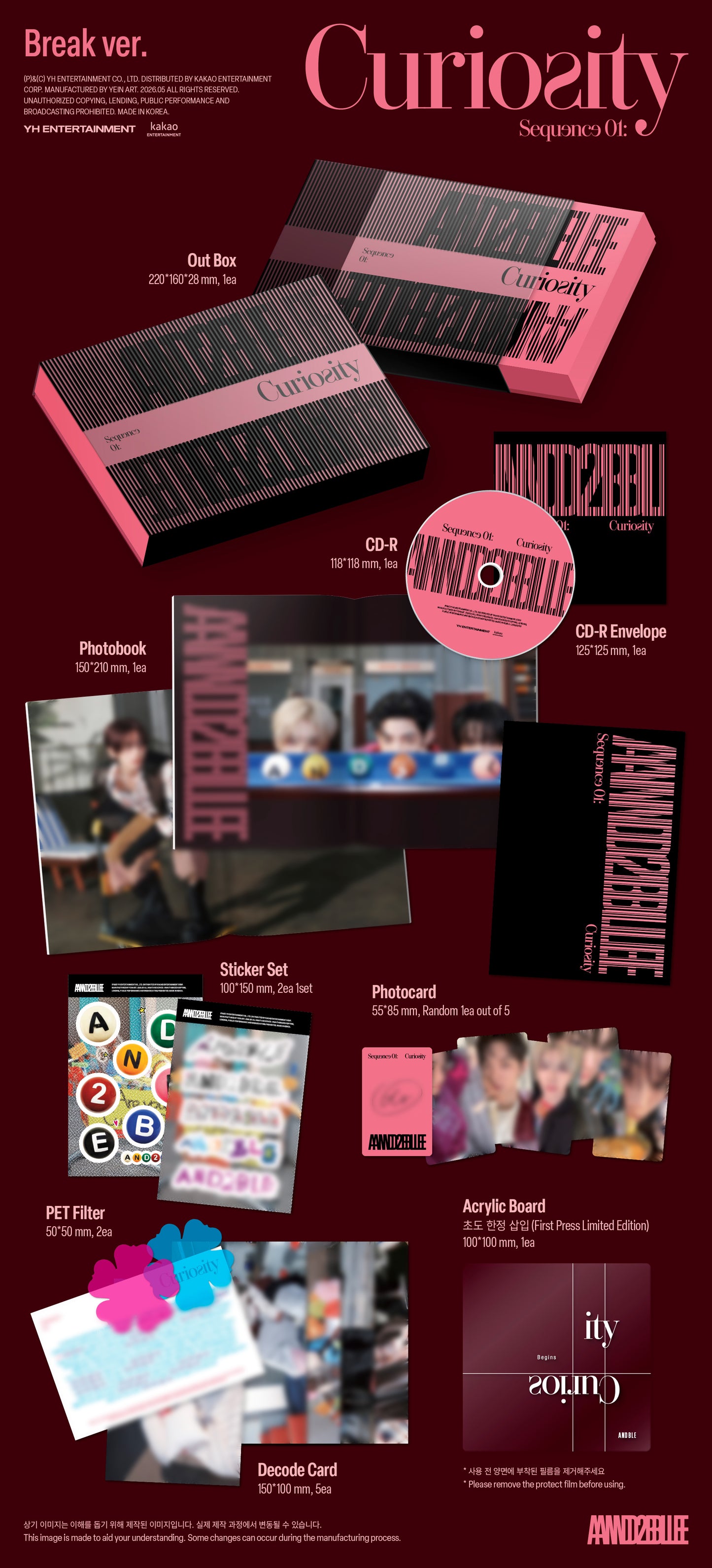 AND2BLE - 1ST MINI ALBUM [Sequence 01: Curiosity] (Unnatural ver. / Gazed ver. / Break ver.)random