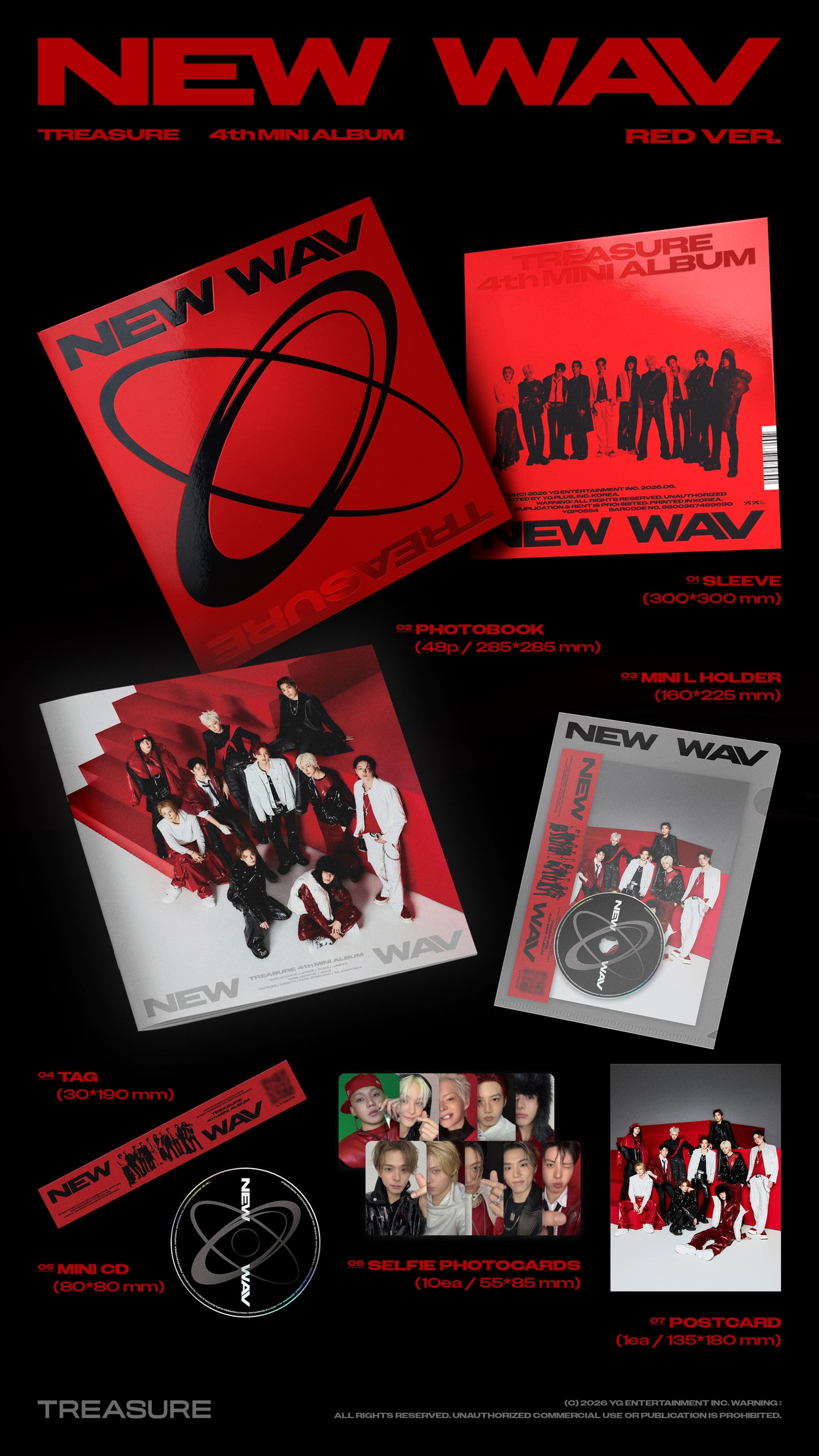 TREASURE - 4th MINI ALBUM [NEW WAV] (RED VER./ICE VER.)random