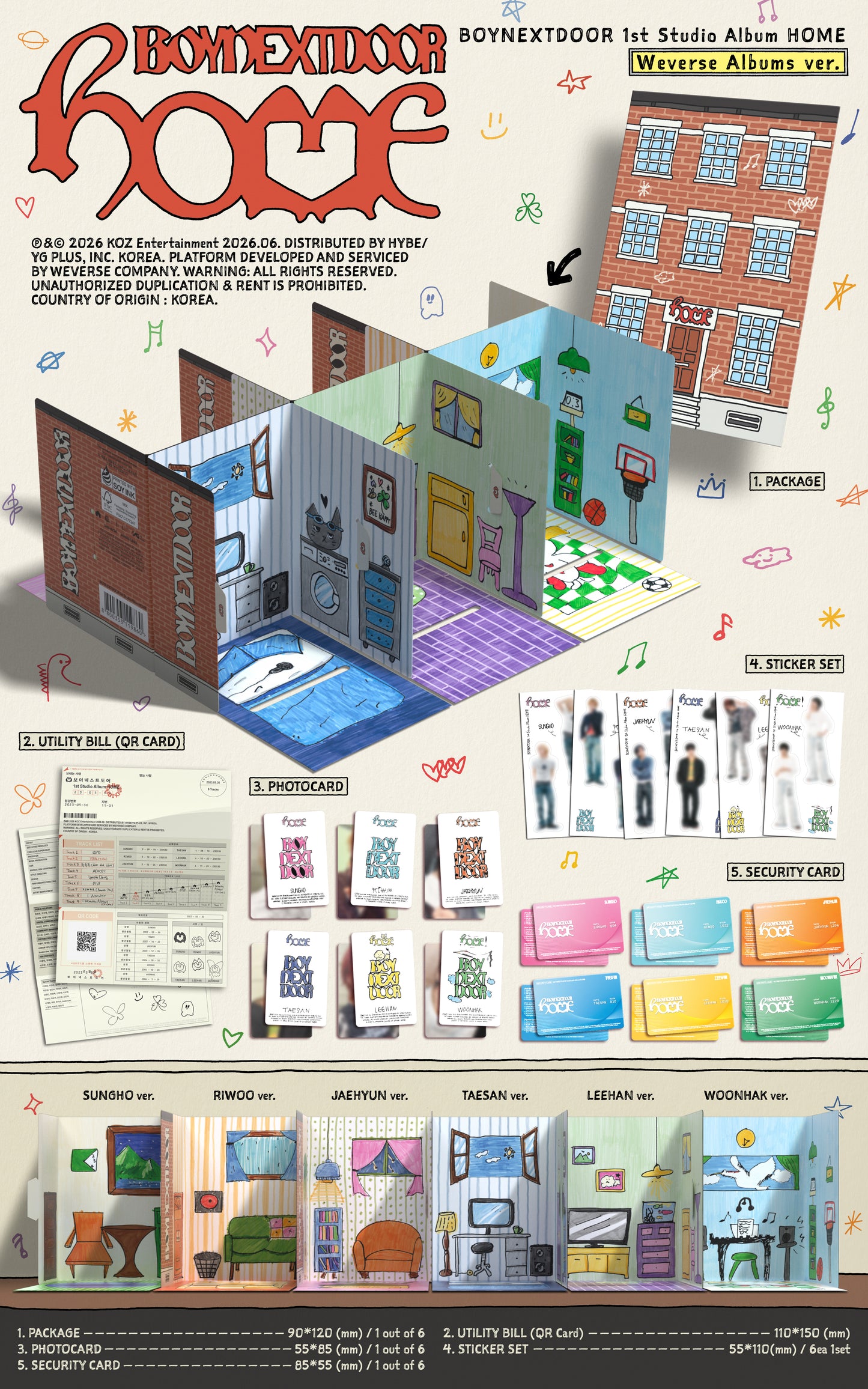 BOYNEXTDOOR - 1st Studio Album [HOME] (Weverse Albums ver.)random