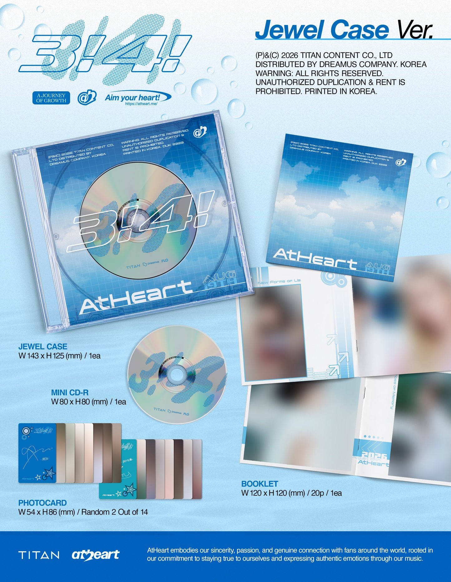 ⏰AtHeart - Single Album [3!4!] (Jewel Case Ver.)