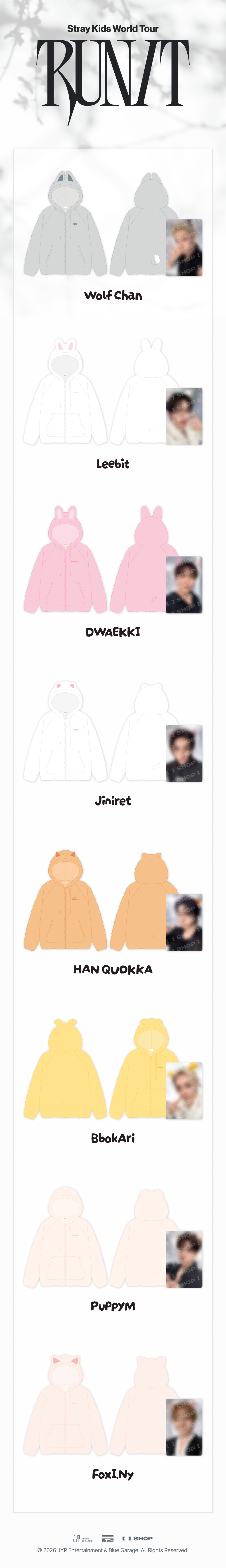 ⏰Stray Kids - 2026 World Tour [RUN IT] MD - SKZOO FLEECE HOOD ZIP-UP