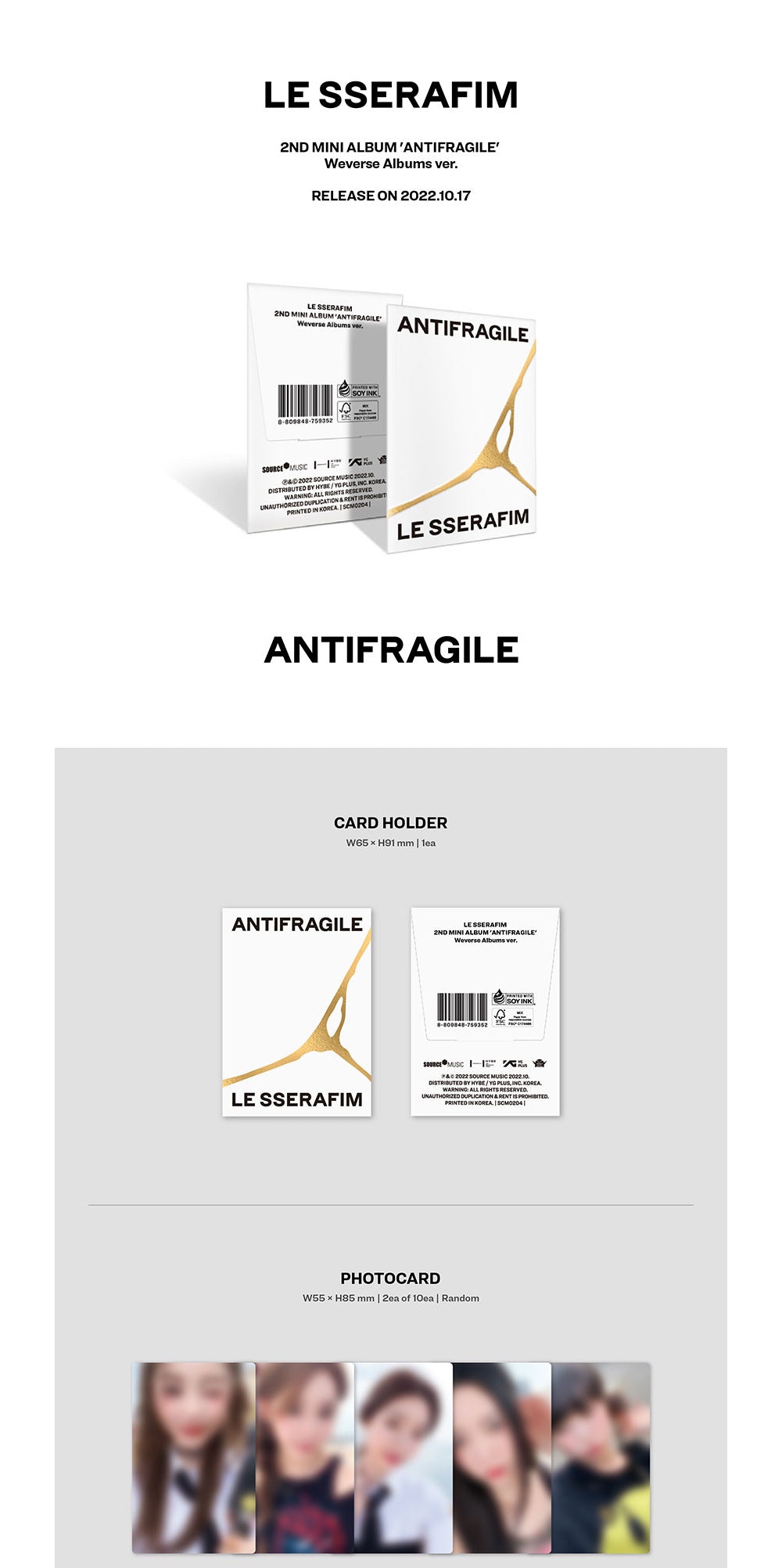 LE SSERAFIM - 2ND MINI ALBUM [ANTIFRAGILE](Weverse Albums Ver.)