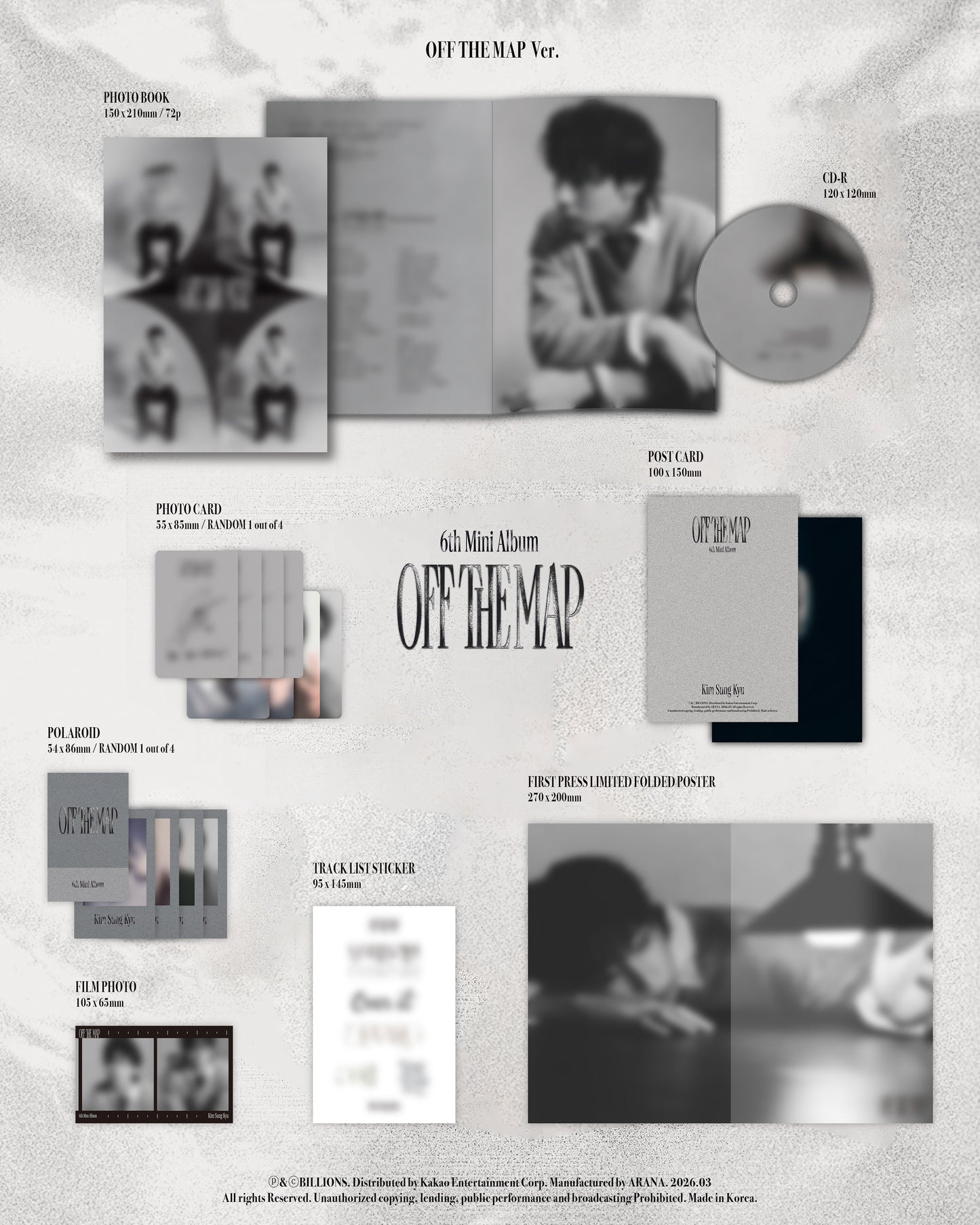 KIM SUNG KYU - 6TH MINI ALBUM [OFF THE MAP] (OFF THE MAP Ver. / ONTO MY PATH Ver.)random