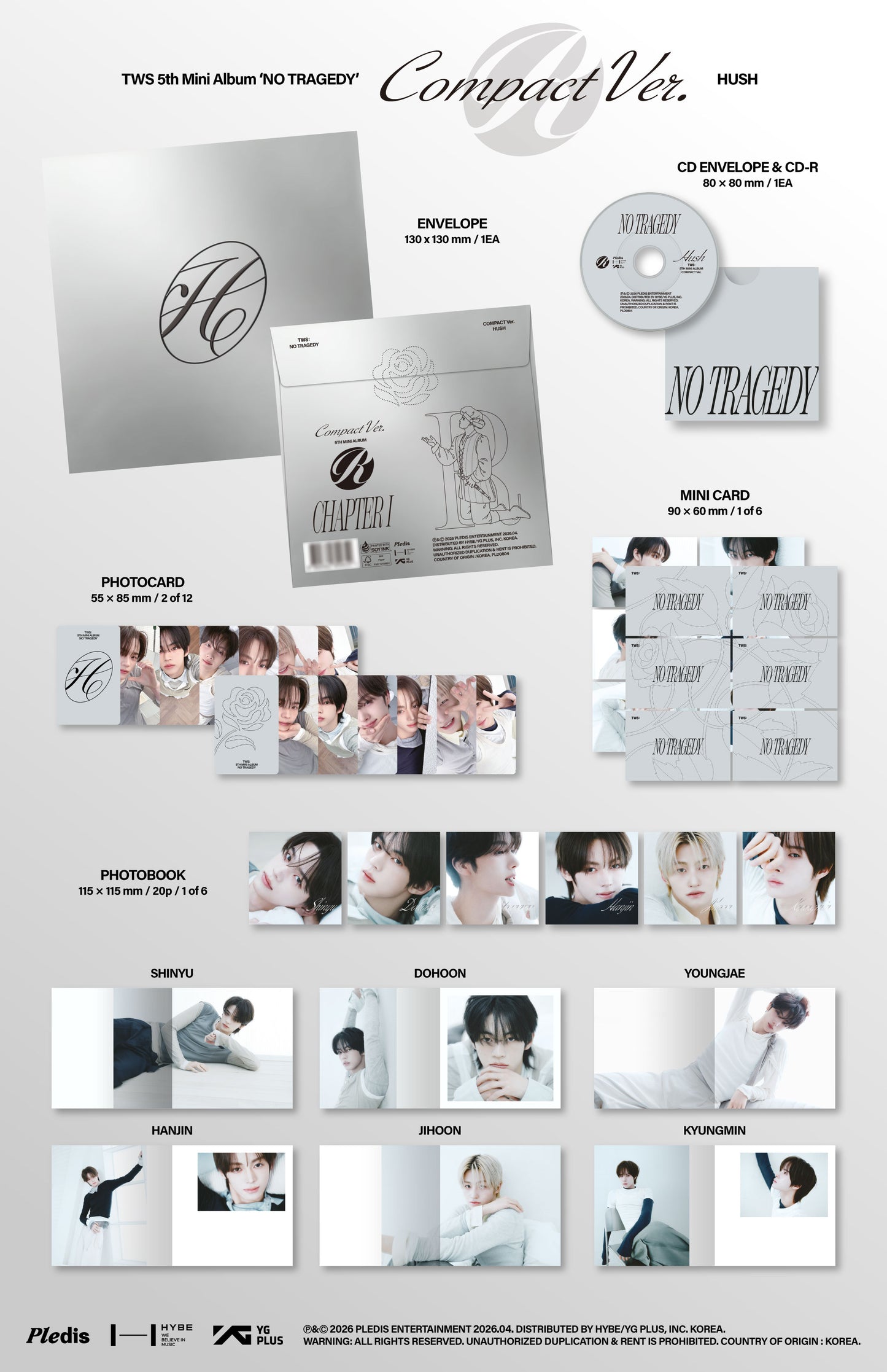 TWS - 5th Mini Album [NO TRAGEDY] (COMPACT Ver.) (HUSH)