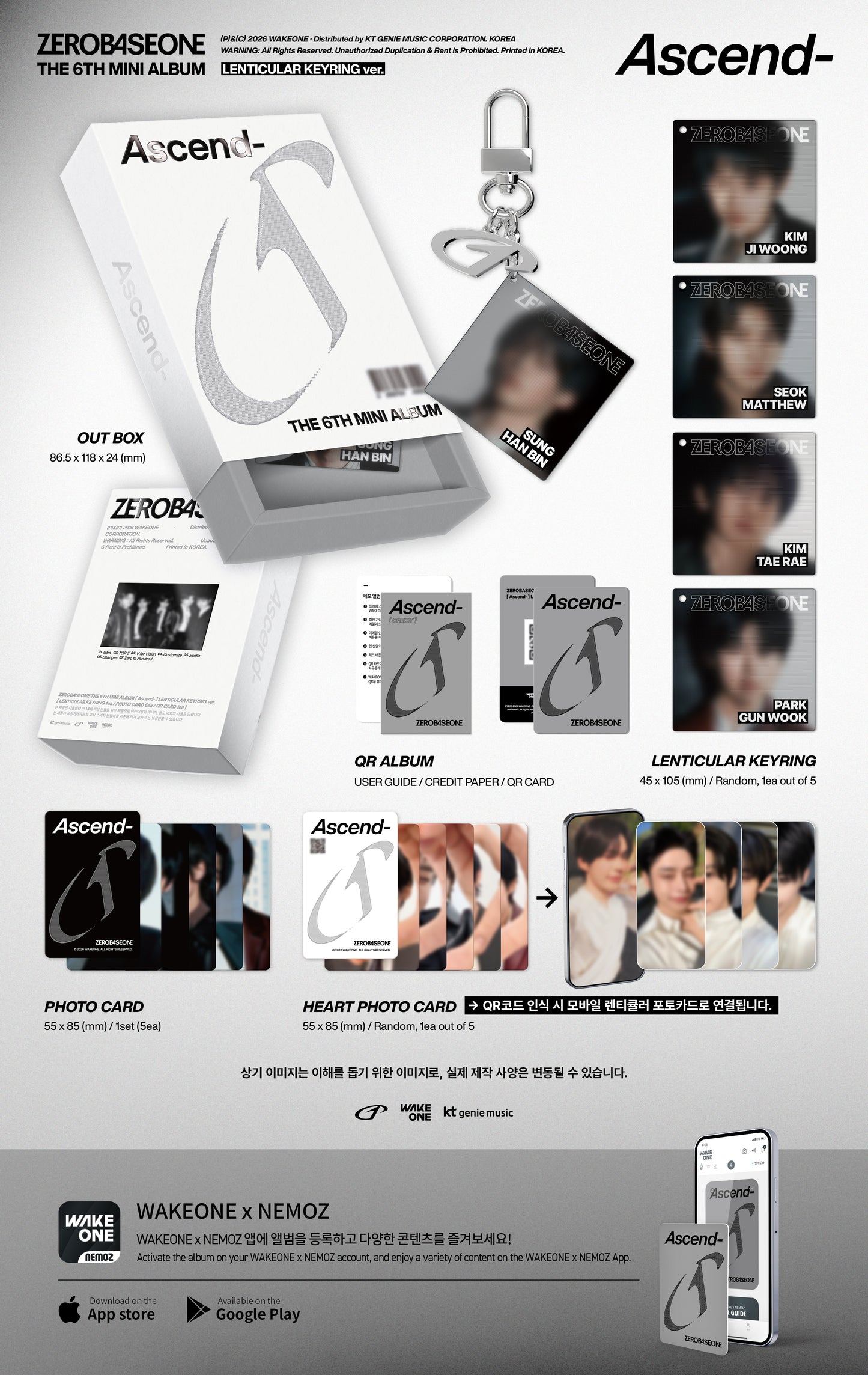 ZEROBASEONE - The 6th Mini Album [Ascend-] (LENTICULAR KEYRING Ver.)