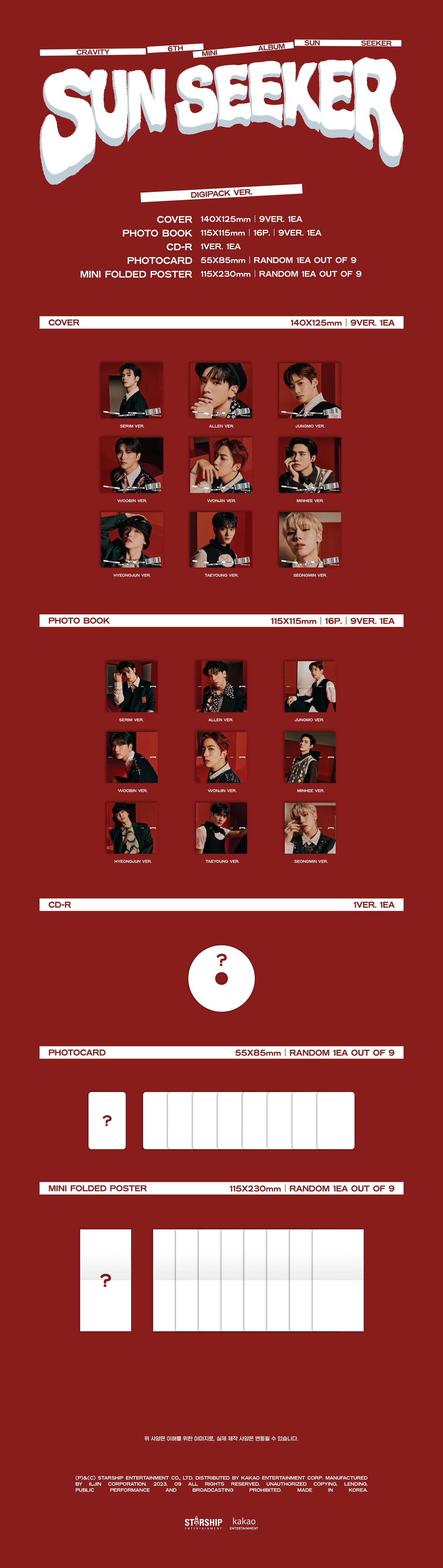 CRAVITY - 6TH MINI ALBUM [SUN SEEKER] (DIGIPACK VER.)random