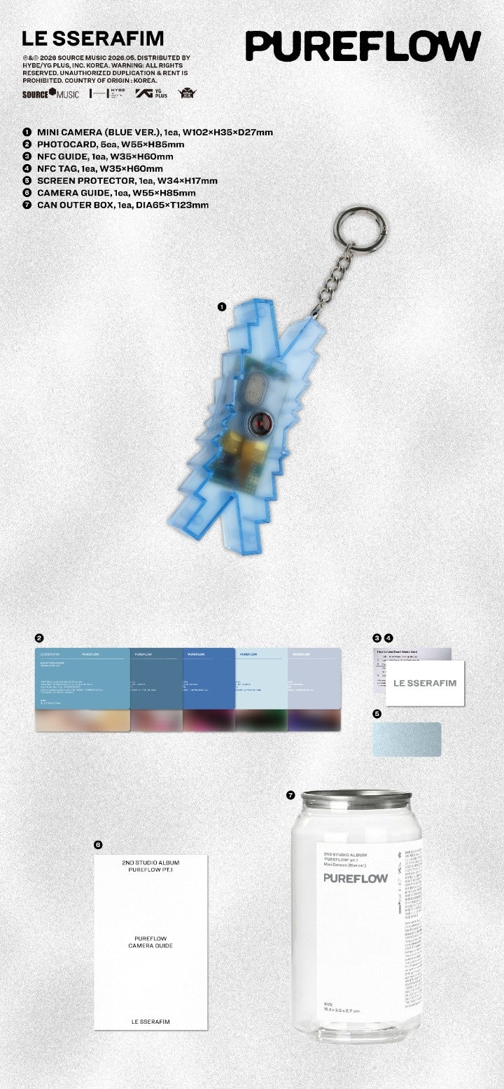 LE SSERAFIM - 2nd Studio Album ‘PUREFLOW’ pt.1 (Mini Camera ver.)