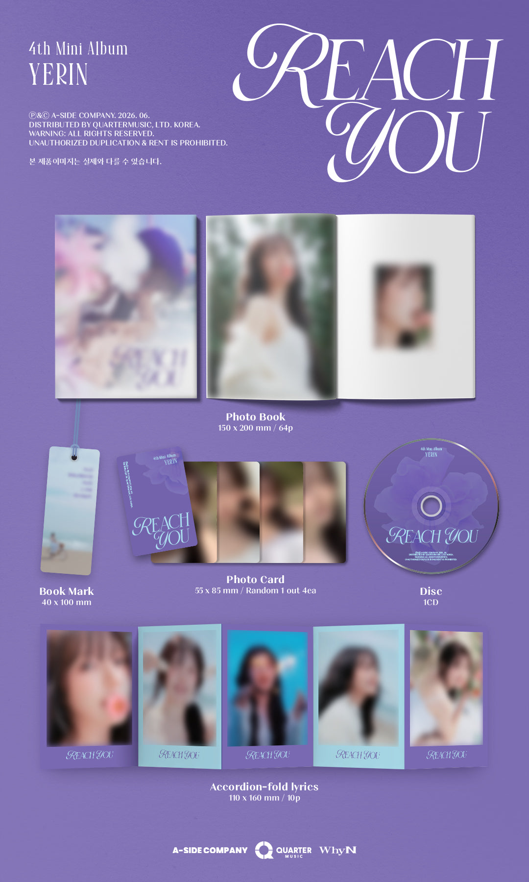 ⏰YERIN - 4TH MINI ALBUM [REACH YOU] (Digipak ver.)