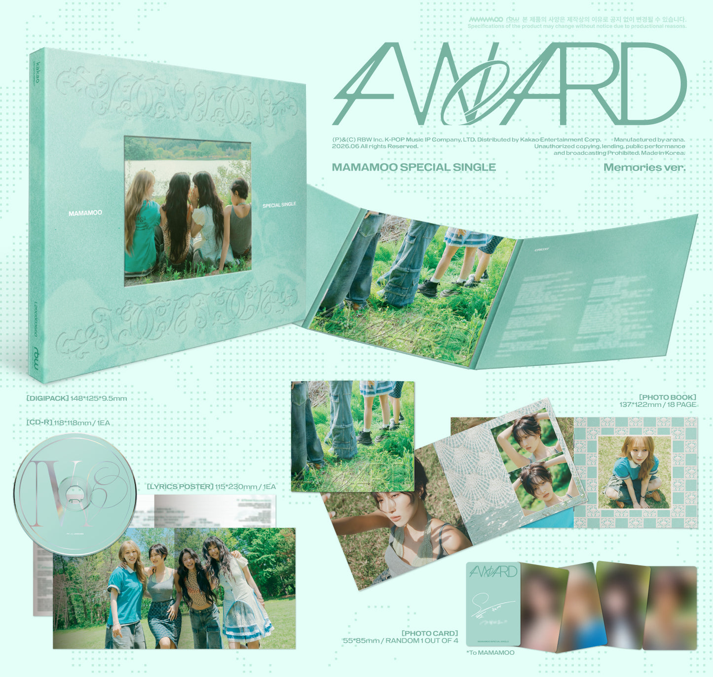 ⏰Mamamoo - Special Single [4WARD] (Memories ver. /Silence ver.)random