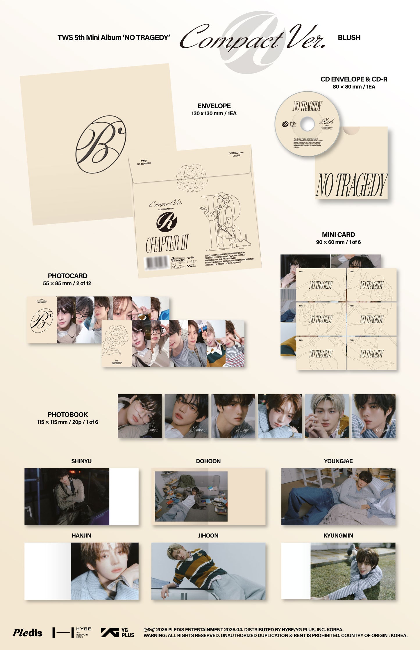 ⏰TWS - 5th Mini Album [NO TRAGEDY] (COMPACT Ver.) (BLUSH)