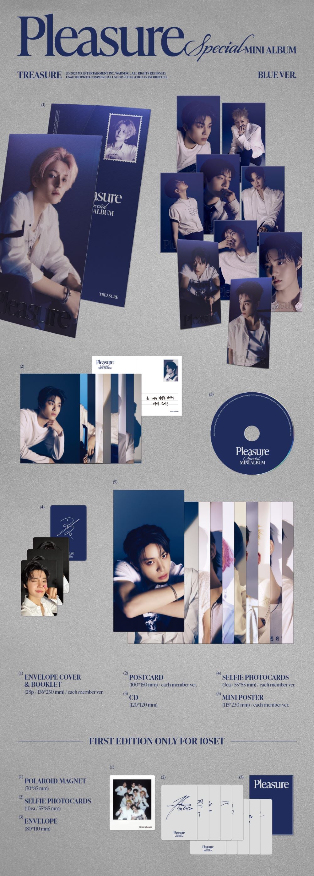 🚗TREASURE - SPECIAL MINI ALBUM [PLEASURE] (BLUE VER.)random