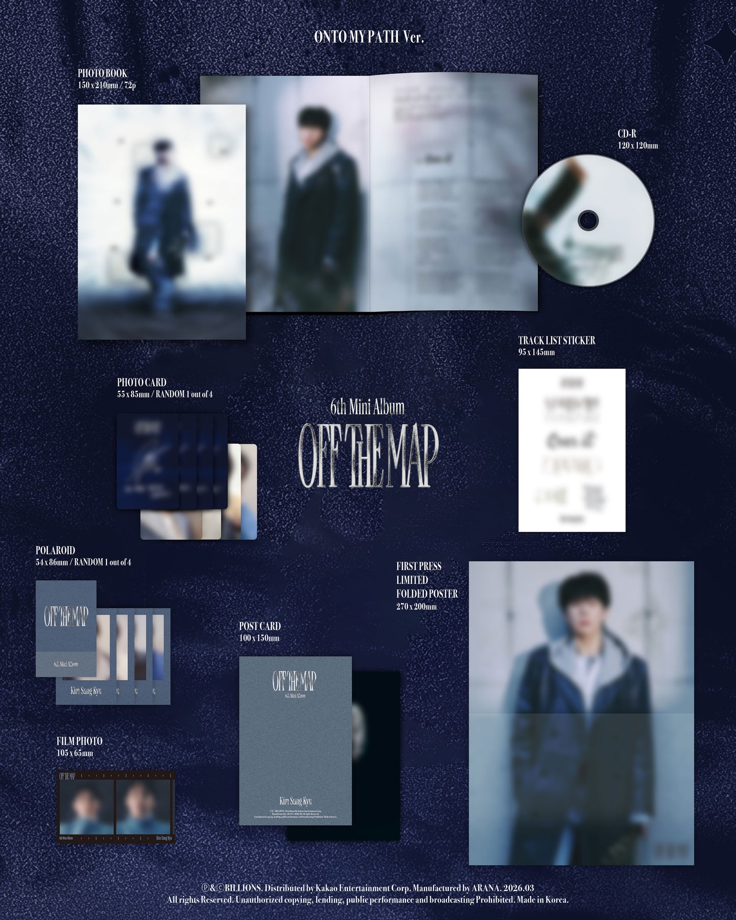 KIM SUNG KYU - 6TH MINI ALBUM [OFF THE MAP] (OFF THE MAP Ver. / ONTO MY PATH Ver.)random