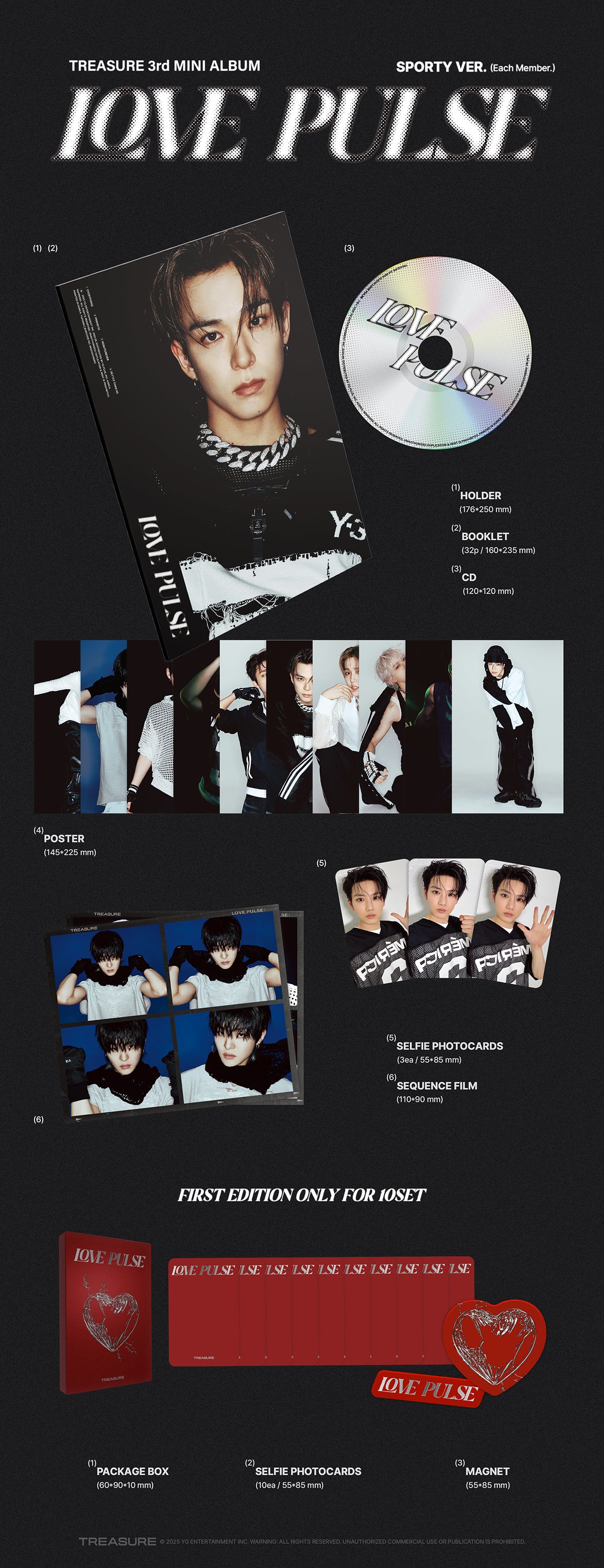 🚗TREASURE - LOVE PULSE / 3RD MINI ALBUM (SPORTY VER.)random