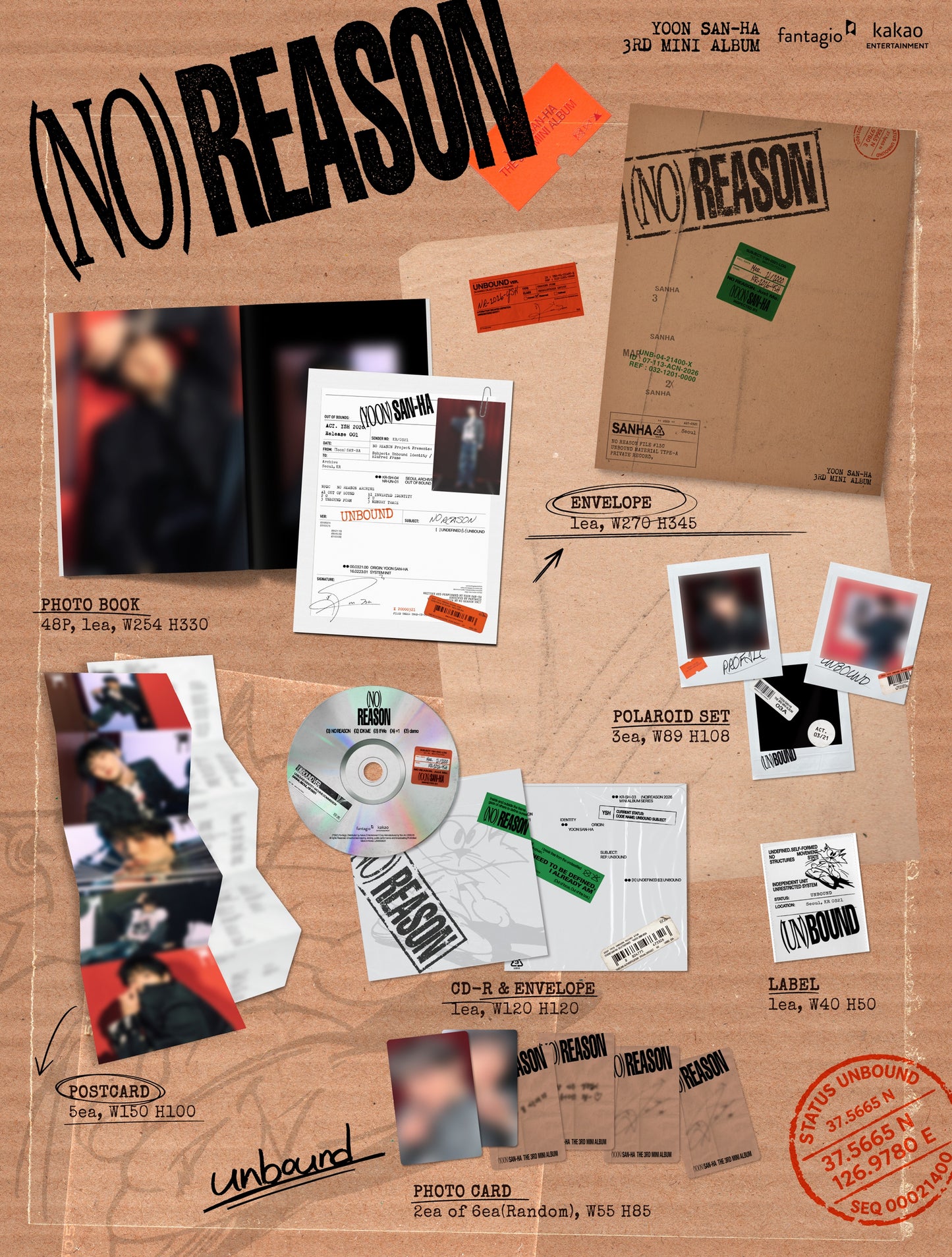 YOONSANHA - 3RD MINI ALBUM [NO REASON] (UNDEFINED VER. / UNBOUND VER.)random