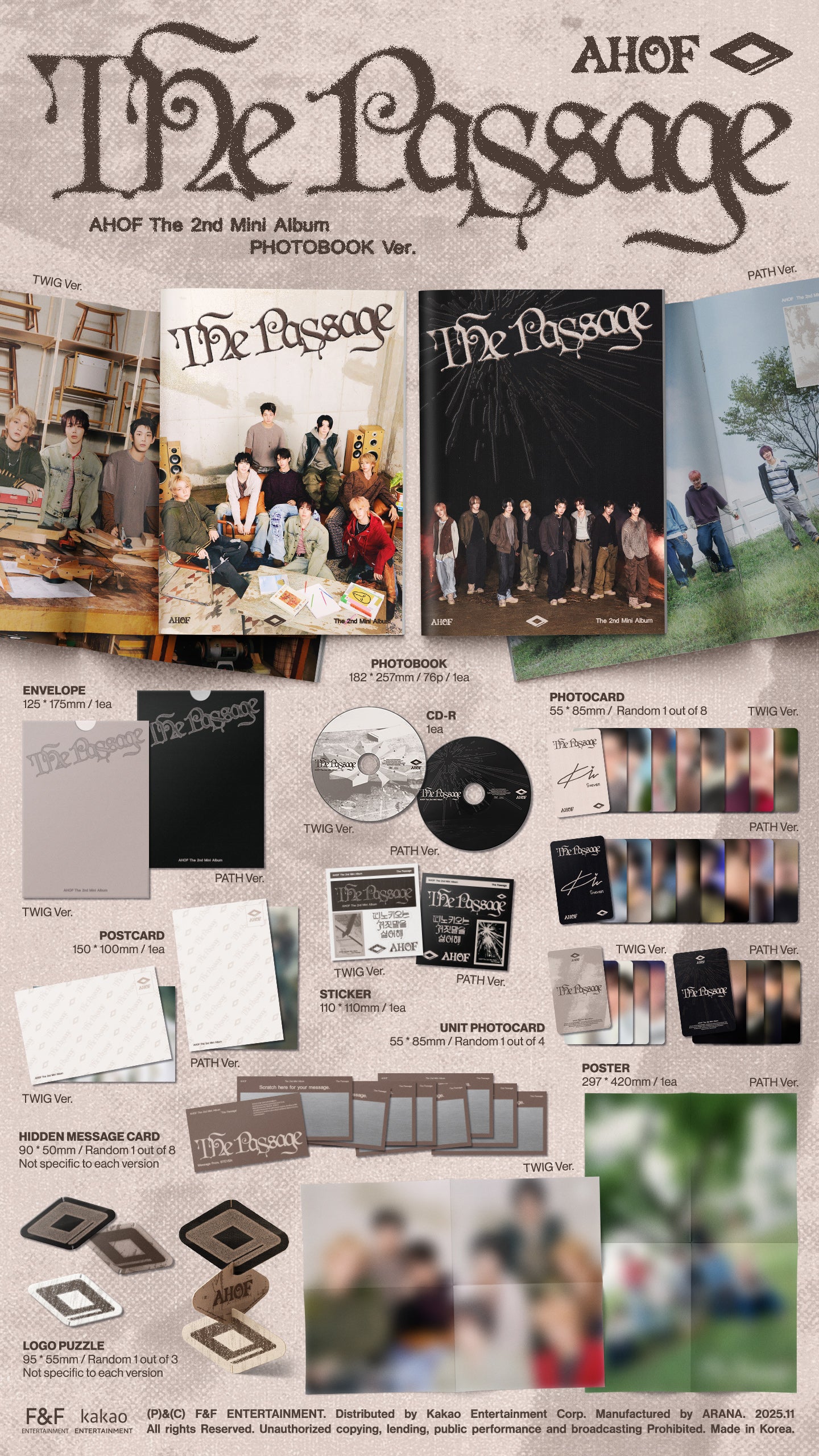 🚗AHOF - 2ND MINI ALBUM [The Passage] (PHOTOBOOK Ver.)random