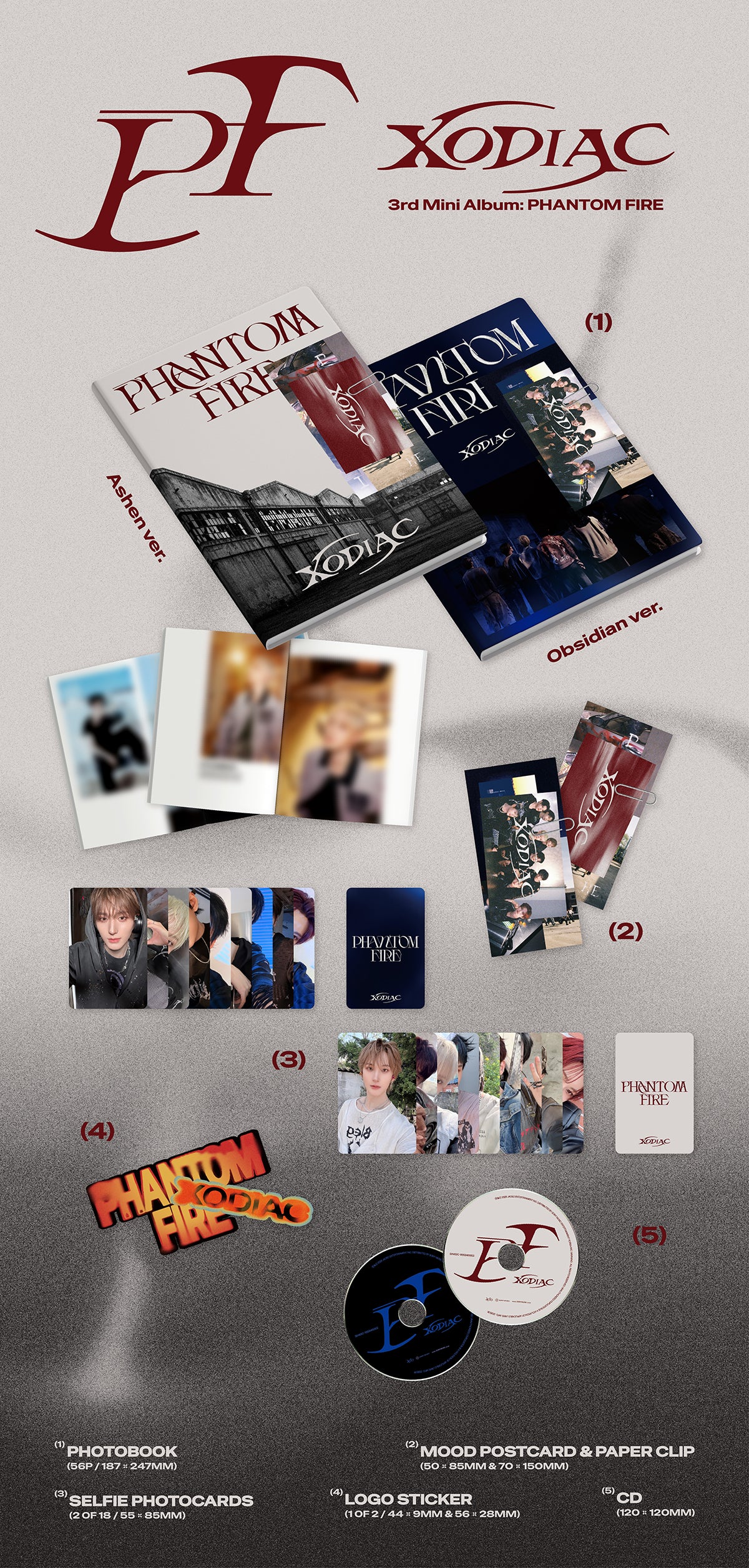 ⏰XODIAC- 3nd Mini Album PHANTOM FIRE(Ashen Ver. / Obsidian Ver.)random