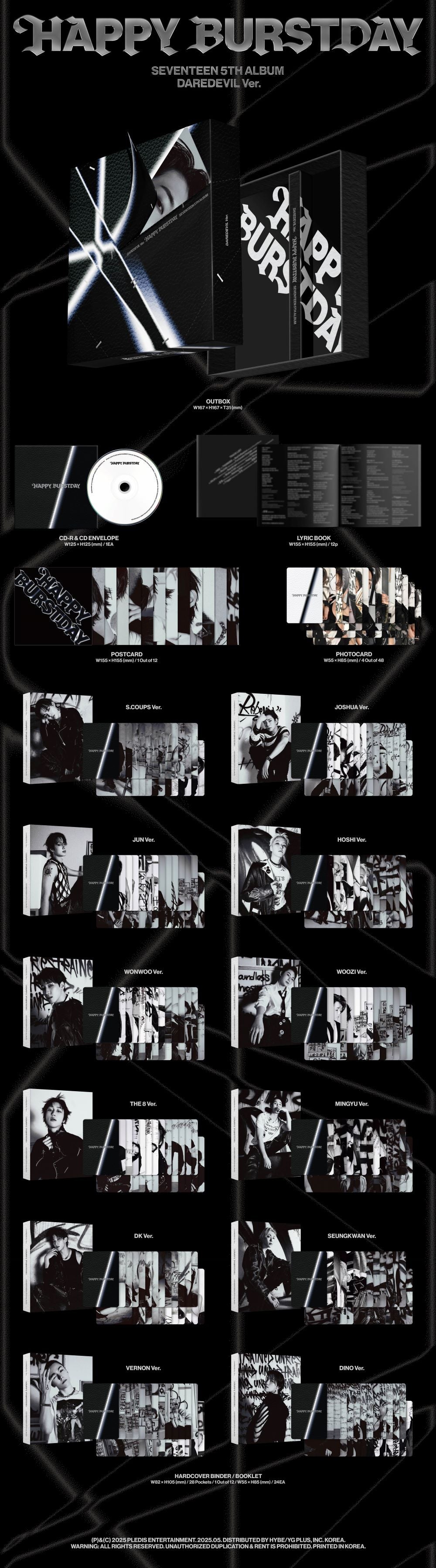 SEVENTEEN - 5th Album [HAPPY BURSTDAY] (DAREDEVIL Ver.)random