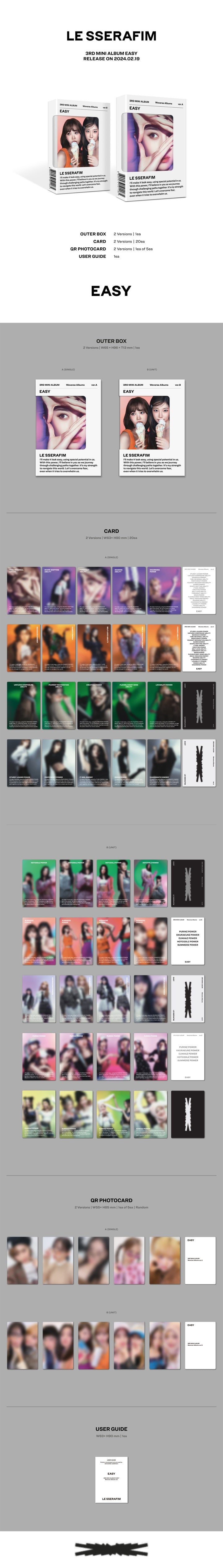 LE SSERAFIM - 3RD MINI ALBUM [EASY] (Weverse Albums ver.)random