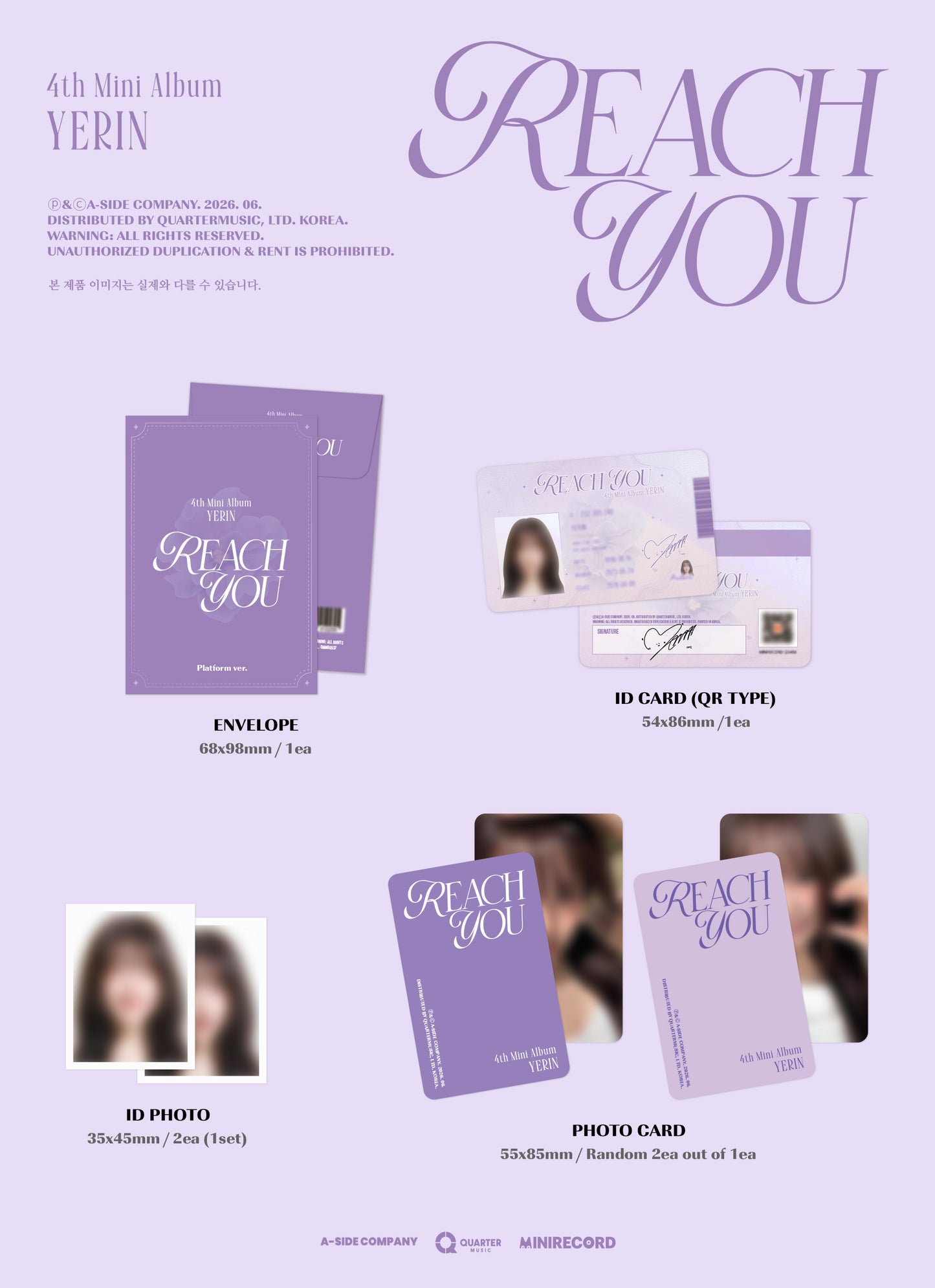 ⏰YERIN - 4TH MINI ALBUM [REACH YOU] (Platform ver.)