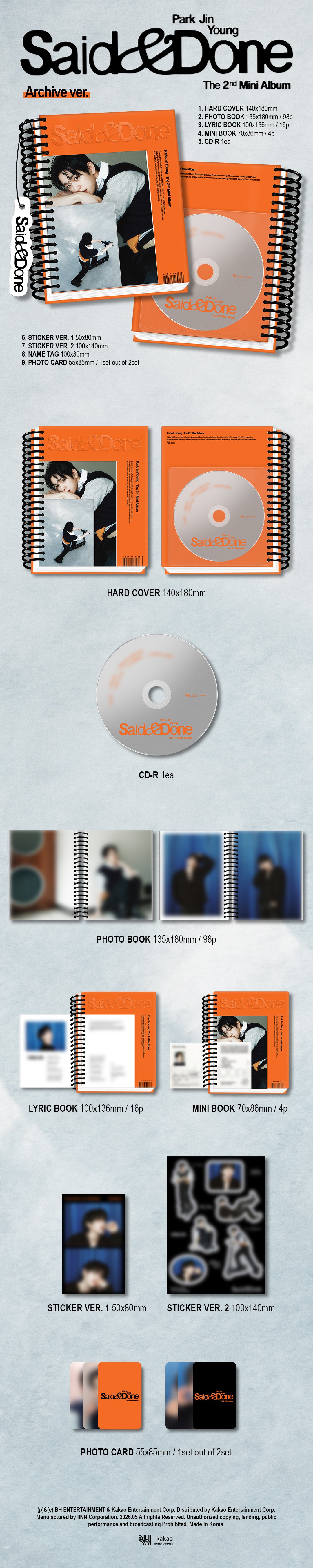 ParkJinYoung - 2ND MINI ALBUM[Said & Done]  (Archive ver.)