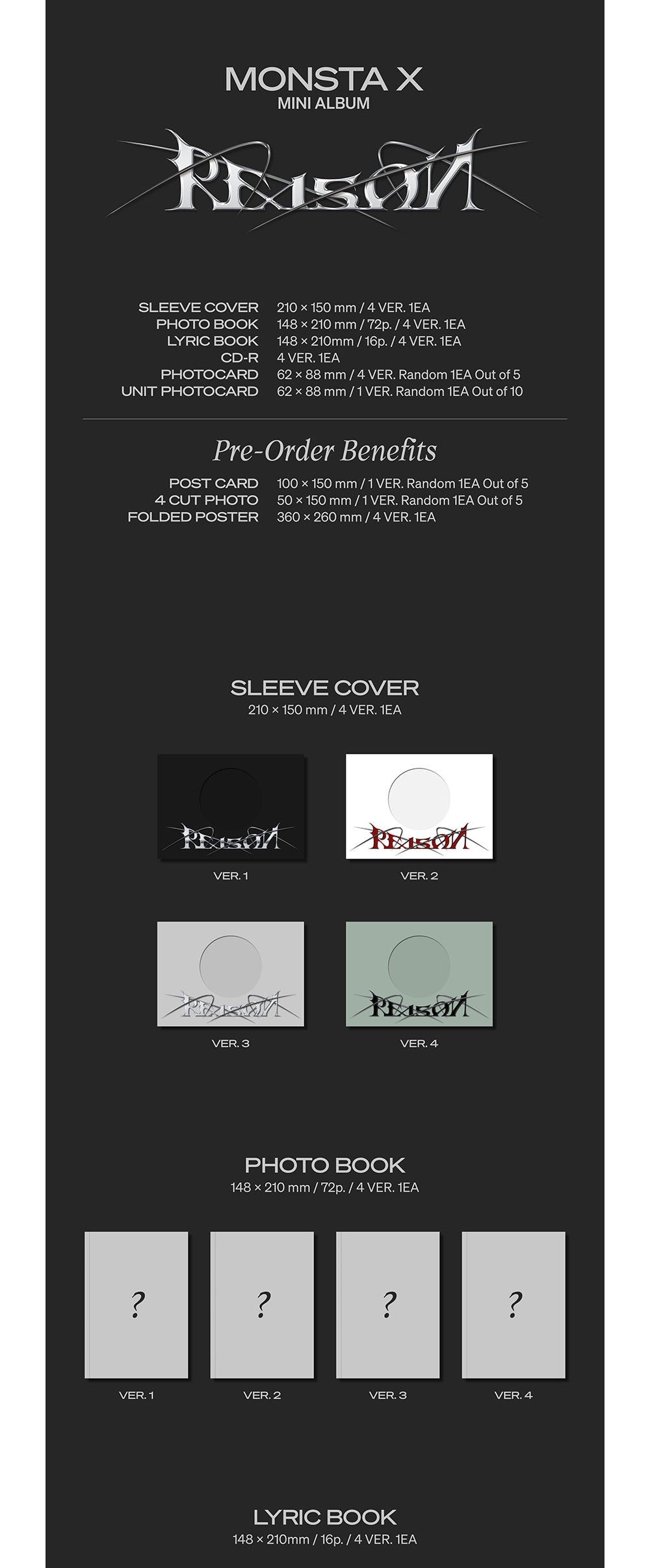 🚗MONSTA X - 12TH MINI ALBUM [REASON] random