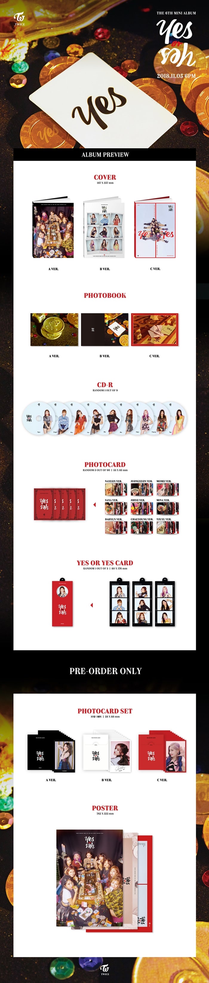 TWICE - 6TH MINI ALBUM [YES or YES]random