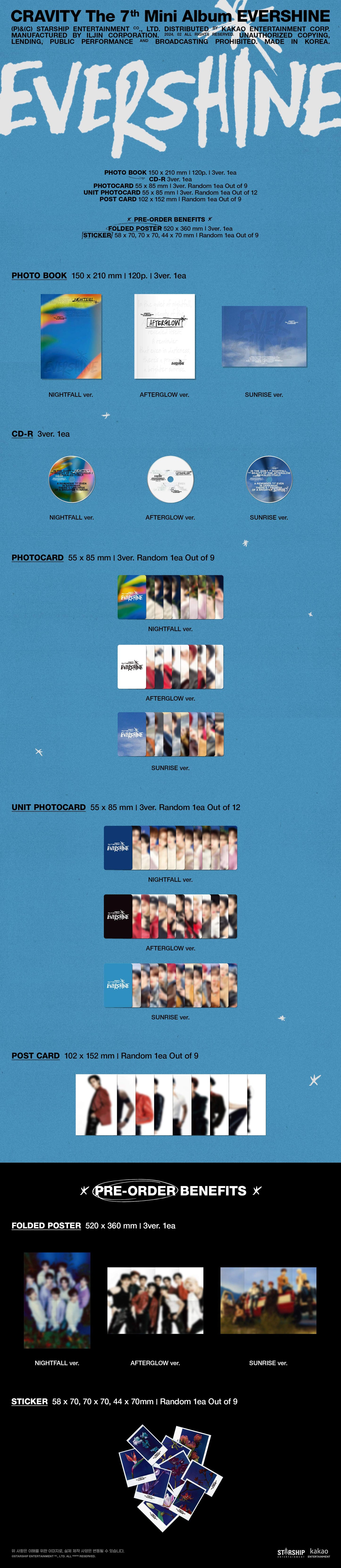 CRAVITY - 7TH MINI ALBUM [EVERSHINE] (NIGHTFALL ver. / AFTERGLOW ver. / SUNRISE ver.)random